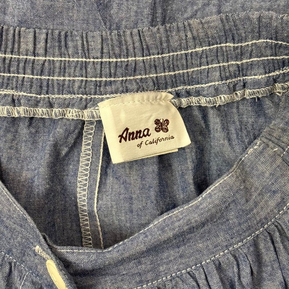 Vintage 80s Chambray Skirt Womens Small Blue Fit & Flare Button Down Hip Pockets - Picture 10 of 10